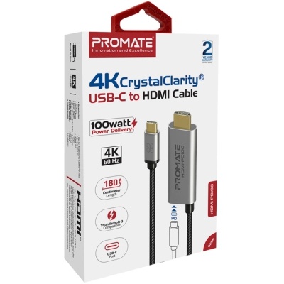 Кабель мультимедійний USB-C to HDMI hdmi-pd100.grey Promate (hdmi-pd100.grey)