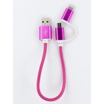 Дата кабель USB 2.0 AM to Lightning + Micro 5P 0.2m pink Dengos (NTK-LM-SHRT-MT-PINK)