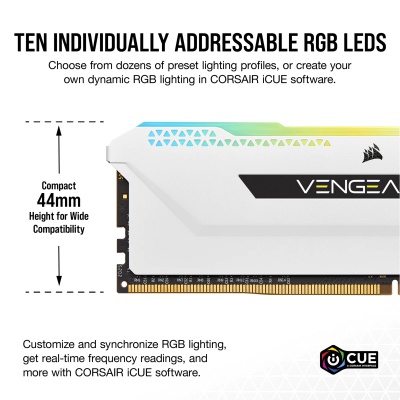 Модуль пам'яті для комп'ютера DDR4 16GB (2x8GGB) 3600 MHz Vengeance RGB Pro SL White Corsair (CMH16GX4M2D3600C18W)