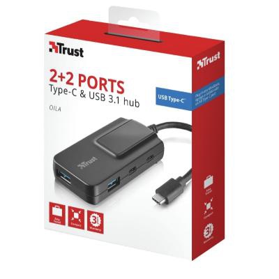 Концентратор Trust Oila 2+2 Port USB-С & USB 3.1 (21321)