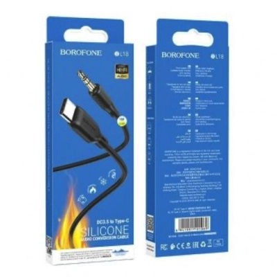 Кабель мультимедійний USB-C to 3.5mm M 1.0m silicone black BOROFONE (6941991101069)