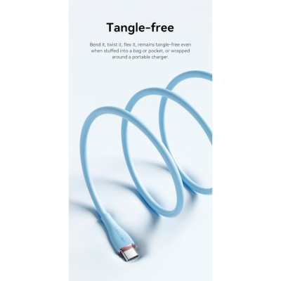 Дата кабель USB-C to USB-C 2.0m USB2.0 100W (20V/5A) Light Blue Silicone Vention (TAWSH)