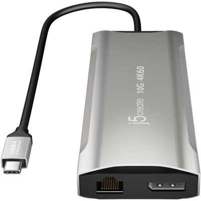 Концентратор J5create USB-C 9-in-1 2xUSB 3.2 + 2xUSB-C PD + 2xHDMI 4K + DisplayPort + SD/TF + RJ45 1000Mbps gray (JCD397-N)