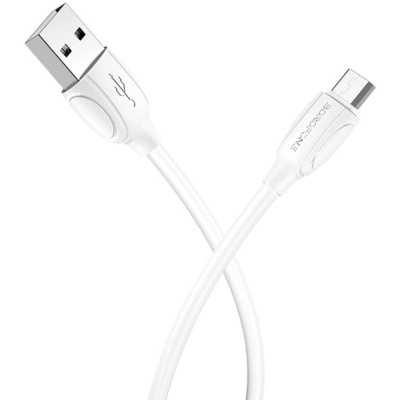 Дата кабель USB 2.0 AM to Micro 5P 1.0m 2.4A white BOROFONE (6931474701787)