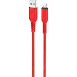 Дата кабель USB 2.0 AM to Lightning 1.0m 2.4A nylon X59 red HOCO (6931474744876)
