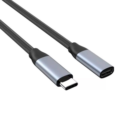 Дата кабель USB-C 3.1 AM/AF 2.0m 10Gbps 100W nylon braid Choetech (XCC-1039-CA-GY)