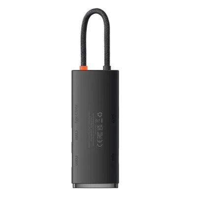 Концентратор Baseus USB-C 6-in-1 HDMI + 2xUSB 3.0 + USB-C + SD/TF black (WKQX050001)