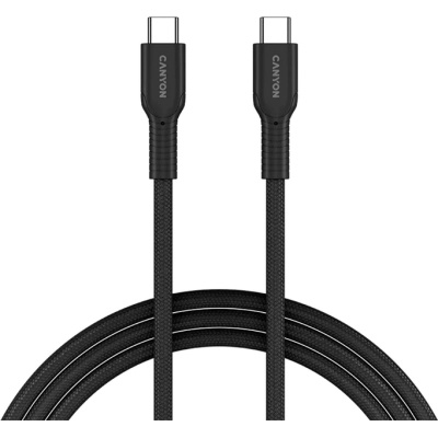 Дата кабель USB-C to USB-C 1.0m OnWire 60CL C-C 60W COLOR Braided 1m Black Canyon (CND-CCAP60AB10B)