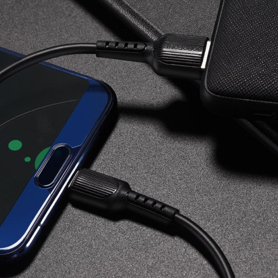 Дата кабель USB 2.0 AM to USB-C 1.0m 2A PVC BX16 black BOROFONE (6957531099475)