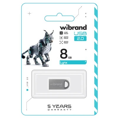 USB флеш накопичувач Wibrand 8GB lynx Silver USB 2.0 (WI2.0/LY8M2S)