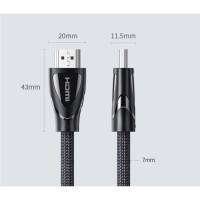 Кабель мультимедійний HDMI M to HDMI M 2.0m braided HD140 black UGREEN (80403)