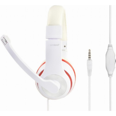 Навушники Gembird MHS-03 White/Red (MHS-03-WTRD)
