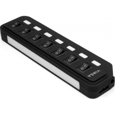 Концентратор Vinga USB3.0 to 7*USB3.0 1m cable with Switch and Power Adapter (VHA3A7B)