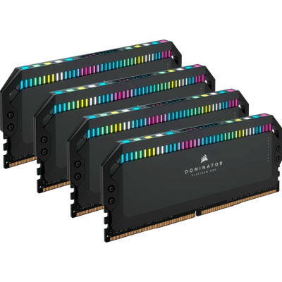 Модуль пам'яті для комп'ютера DDR5 64GB (4x16GB) 6200 MHz Dominator Platinum RGB Black Corsair (CMT64GX5M4B6200C32)