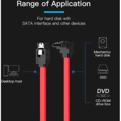 Кабель для передачі даних SATA 3.0 7pin F/F 0.5m L Red Vention (KDDRD)