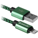 Дата кабель USB 2.0 AM to Lightning 1.0m ACH01-03T 2.1A green Defender (87810)