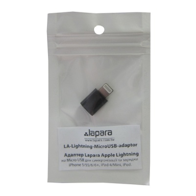 Перехідник Lightning to Micro USB Lapara (LA-Lightning-MicroUSB-adaptor black)