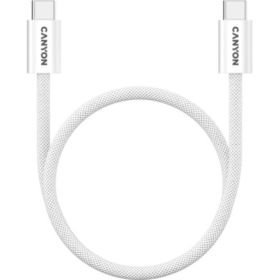 Дата кабель USB-C to USB-C 1.0m 60W Magnet Braided White Canyon (CND-CCMG60AB15W)