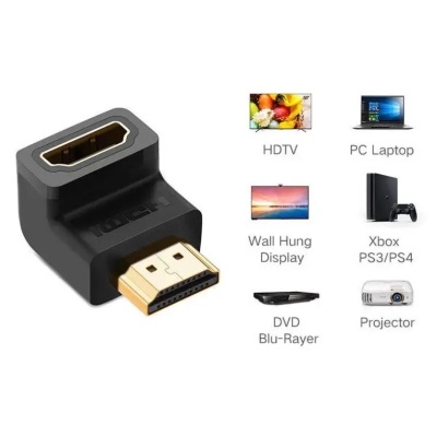 Перехідник HDMI M to HDMI F 90° corner Down HD112 black UGREEN (20109)