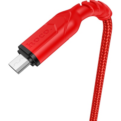 Дата кабель USB 2.0 AM to Micro 5P 1.0m 2.4A nylon X59 red HOCO (6931474744906)