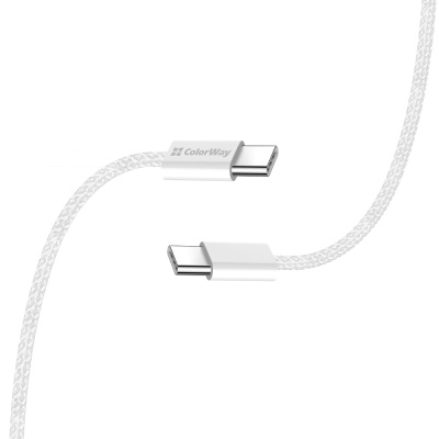 Дата кабель USB-C to USB-C 2.0m (braided cotton) (PD Fast Charging 60W) 3.0А grey ColorWay (CW-CBPDCC068-GR)