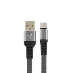 Дата кабель USB 2.0 AM to Type-C 1m flat nylon gray Vinga (VCPDCTCFNB1GR)