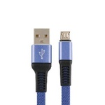 Дата кабель USB 2.0 AM to Micro 5P 1m flat nylon blue Vinga (VCPDCMFNB1B)