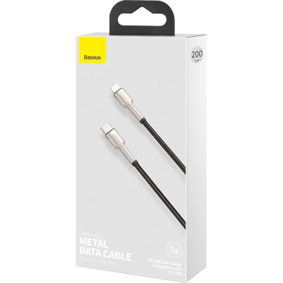 Дата кабель USB-C to Lightning 2.0m Cafule Metal PD 20W black Baseus (CATLJK-B01)