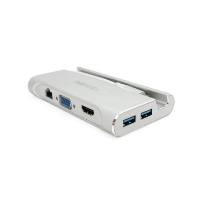 Концентратор VEGGIEG USB-C 5-in-1 USB-C + 3xUSB 3.0 + HDMI + RJ45 0.1m silver (TC07-S)