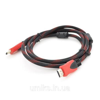 Кабель мультимедійний HDMI to HDMI 1.8m v1.4, OD-7.4mm Black/RED Merlion (YT-HDMI(M)/(M)NY/RD-1.8m)