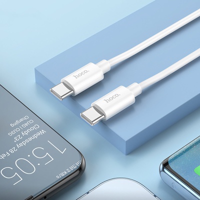 Дата кабель USB-C to USB-C 1.0m Magic silicone PD 60W X87 white HOCO (6931474783264)