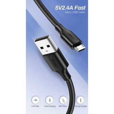 Дата кабель USB 2.0 AM to Micro 5P 1.5m US289 (Black) Ugreen (60137)