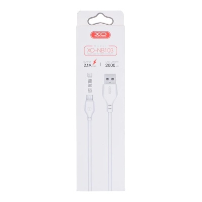 Дата кабель USB 2.0 AM to Micro 5P 2.0m 2.1A white XO (NB103-M2-WH)