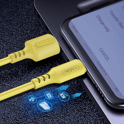 Дата кабель USB 2.0 AM to Type-C 1.0m soft silicone yellow ColorWay (CW-CBUC043-Y)