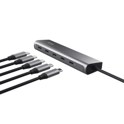 Концентратор Trust USB-C to 5xUSB-C aluminium 0.1m grey (25136_TRUST)