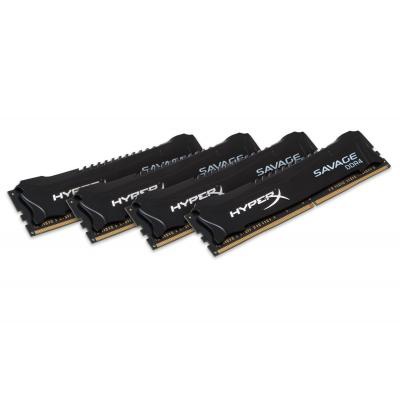 Модуль памяти DDR4 16GB (4x4GB) 2666 MHz HyperX Savage Black Kingston (HX426C13SBK4/16)