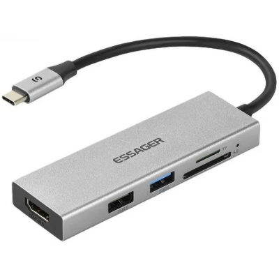 Концентратор Essager USB-C 5-in-1 HDMI 1.4 + USB 3.0 + USB 2.0 + SD/TF (EHBC05-FH0G-P)