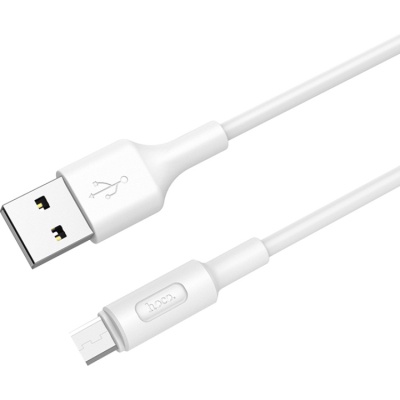 Дата кабель USB 2.0 AM to Micro 5P 1.0m 2A PVC X25 white HOCO (6957531080138)