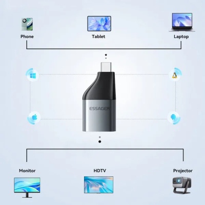 Перехідник DP M to USB-C F Essager (EZJDP-MJ0G-P)
