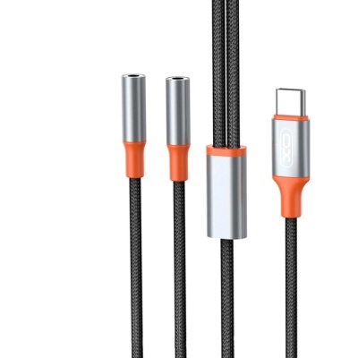 Перехідник USB-C to 2x3.5mm F 1.0m NB-R269B black XO (NB-R269B.black)