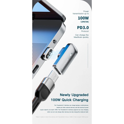 Перехідник USB-C magnetic 20Gbps 4K 90° corner Essager (EZJCX-RJ0G)