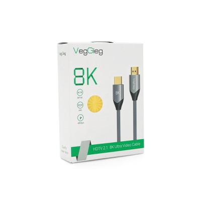 Кабель мультимедійний HDMI M to HDMI M 1.0m 8K silver VEGGIEG (YT-HDMI(M)/(M)V-H401/40356)