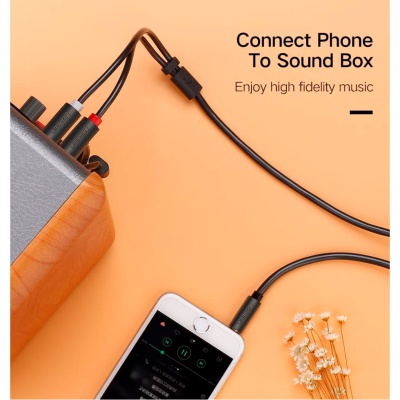 Кабель мультимедійний 3.5mm M to 2xRCA M 2.0m AV102 black UGREEN (10510)