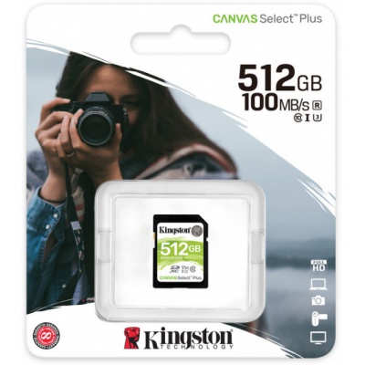 Карта памяти Kingston 512GB SDXC class 10 UHS-I U3 Canvas Select Plus (SDS2/512GB)
