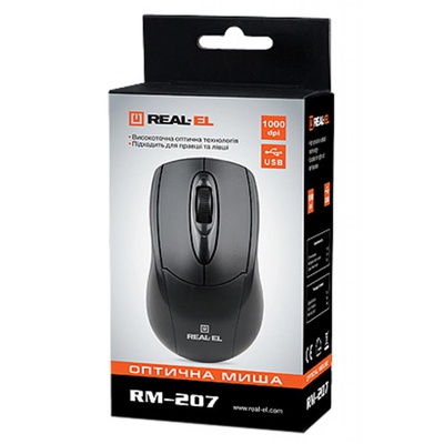 Мишка REAL-EL RM-207, USB, black