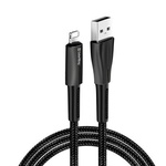 Дата кабель USB 2.0 AM to Lightning 1.0m zinc alloy + led black ColorWay (CW-CBUL035-BK)