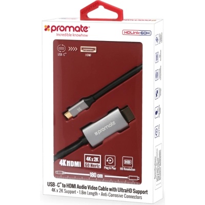 Кабель мультимедійний USB-C to HDMI hdlink-60h.grey Promate (hdlink-60h.grey)