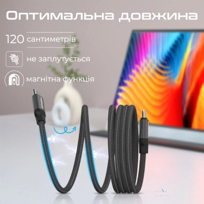 Дата кабель USB-C to USB-C springy.black Promate (springy.black)