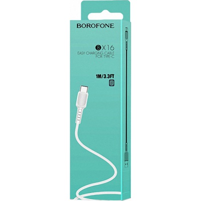 Дата кабель USB 2.0 AM to USB-C 1.0m 2A PVC BX16 white BOROFONE (6957531099468)