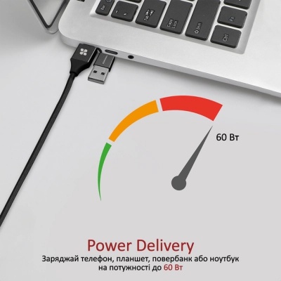 Дата кабель USB 2.0 AM to Lightning + Micro 5P + Type-C pentapower.black Promate (pentapower.black)